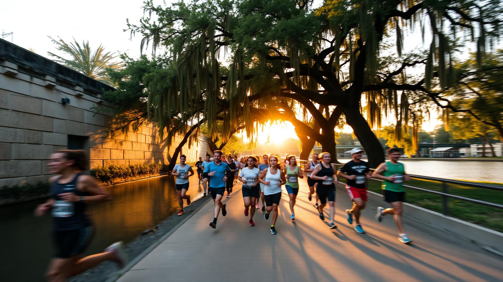 Runners on the San Antonio Riverwalk